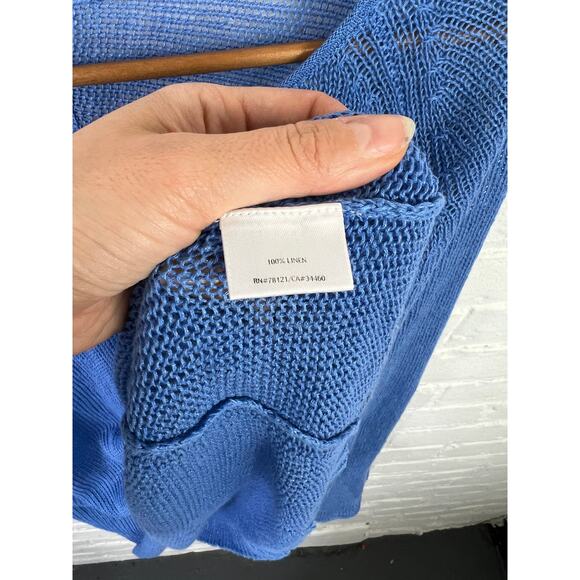Eileen Fisher Women's Round-Neck Open Knit Sweater Long Sleeves Blue Size 2X - Picture 3 of 5